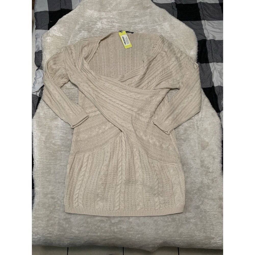 New Boohoo Off The Shoulder Cable Knit Jumper Dress Size M/L